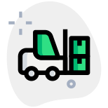 Heavy material handling forklift vehicle with boxes up icon