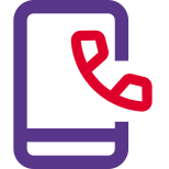 Mobile phone with with hand receiver layout icon