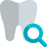 外部搜索当地牙科护理诊所，带放大镜标识牙科阴影 tal-revivo icon