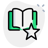 Starred book in favorite section isolated on a white background icon