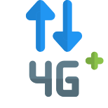 Fourth generation network plus and internet connectivity logotype icon