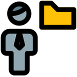 Businessman sharing a single folder on an online server icon