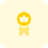 Online membership with crown and single ribbon icon