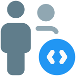 Multiple users joining the workforce for advance coding icon