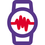Circular watch face with inbuilt heart rate sensors icon