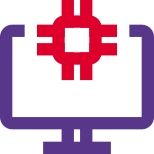 Computer with a CPU processor isolated on a white background icon