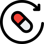 Pill reminder with a loop Arrow isolated on a white background icon