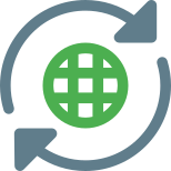 Syncing with loop arrows with internet connectivity icon