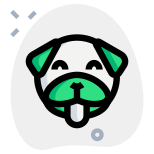 Happy smiling pug dog face with tongue-out emoji icon