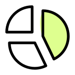 Exploded Pie chart comparison with multiple sections layout icon