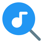 Magnifying glass Logotype for searching music online icon