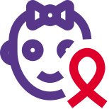 Baby girl with a a AIDS logo isolated on a white background icon