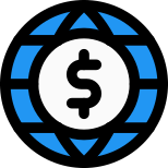 Worldwide money transfer service institution business trade icon
