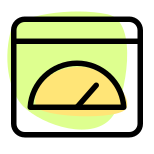 Internet web browser with bandwidth speed gauge icon