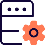 Server internal setting with cogwheel setting layout icon