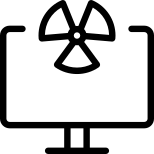 Computer monitoring nuclear energy power plant layout icon