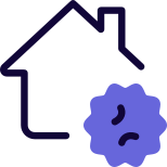 Home Infected with a Corona virus isolated on a white background icon