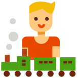 Kid Playing With Toy Train icon