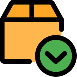 Down arrow on a Logistic delivery box layout icon