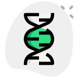 DNA structure of a human body in a round motion icon