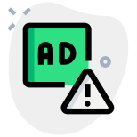 Invalid ads with warning message alert logotype icon