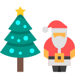 Санта и Рождественская елка icon