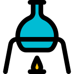 Round body flask on a burning test apparatus icon