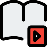 Digital book with a video playback isolated on a white background icon