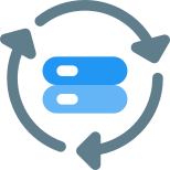 Database internal drive file syncing isolated on a white background icon