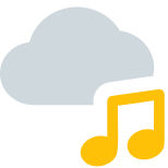 Music on cloud network isolated on white background icon