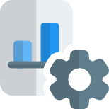 Cogwheel logotype on a bar chart internal setting icon