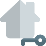 Home key to access door isolated on a white background icon