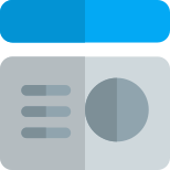 Circular profile picture area with information at left icon