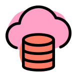 Database server with cloud storage online layout icon