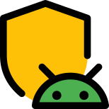 Android security with defensive technology on latest smartphone icon
