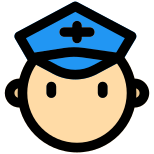 Co pilot with a uniform traveling around the world icon