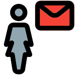 Mail send to businesswoman from company server icon