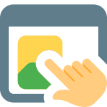 Landing page with a touch enabled screen web browser support icon