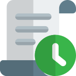 Contract duration with agreement and time clock icon