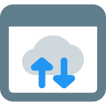 Cloud download and upload button under the landing page template icon