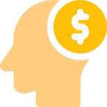 Head with dollar sign concept of money on mind icon