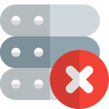 Delete files from the database server isolated on a white background icon