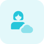 Businesswoman with premium membership of cloud drive icon