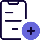 Add a new content in a smartphone with plus logotype icon