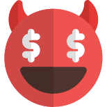 Dollar eyes greedy devil facial expression emoticon icon