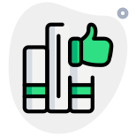 The collection feedback on books isolated on a white background icon
