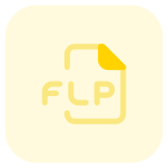 Flp file extension is categorized as audio files, data files and disk image files. icon