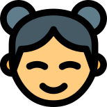 Chinese woman face avatar with happy emotions icon