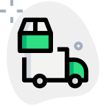 Delivery cargo truck shipping items to consignee icon