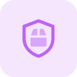 Parcel service with courier safety coverage plan layout icon